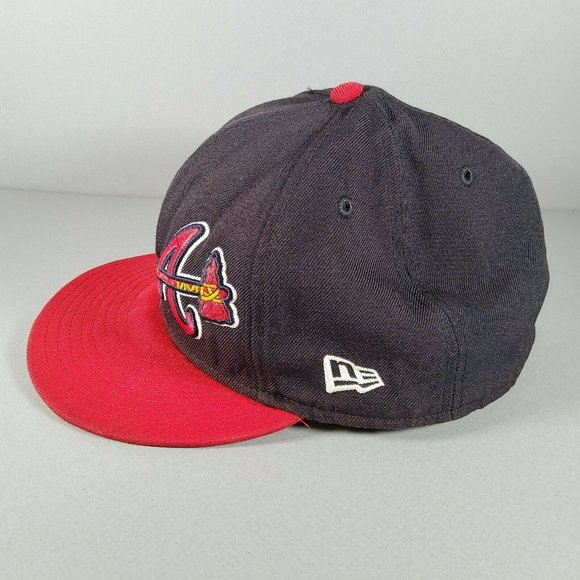 New Era 59Fifty Atlanta Braves Double Logo MLB Navy Blue Baseball Hat Size 7 5/8 - Picture 2 of 12